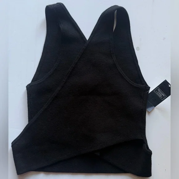 Abercrombie & Fitch Black Wrap Front Knit Sleeveless Top Size Small - Picture 2 of 10